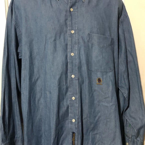 Tommy Hilfiger Crest Logo Denim Button Shirt - Picture 3 of 4